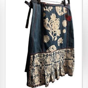 OILILY Italian Denim Jeans Wrap Skirt